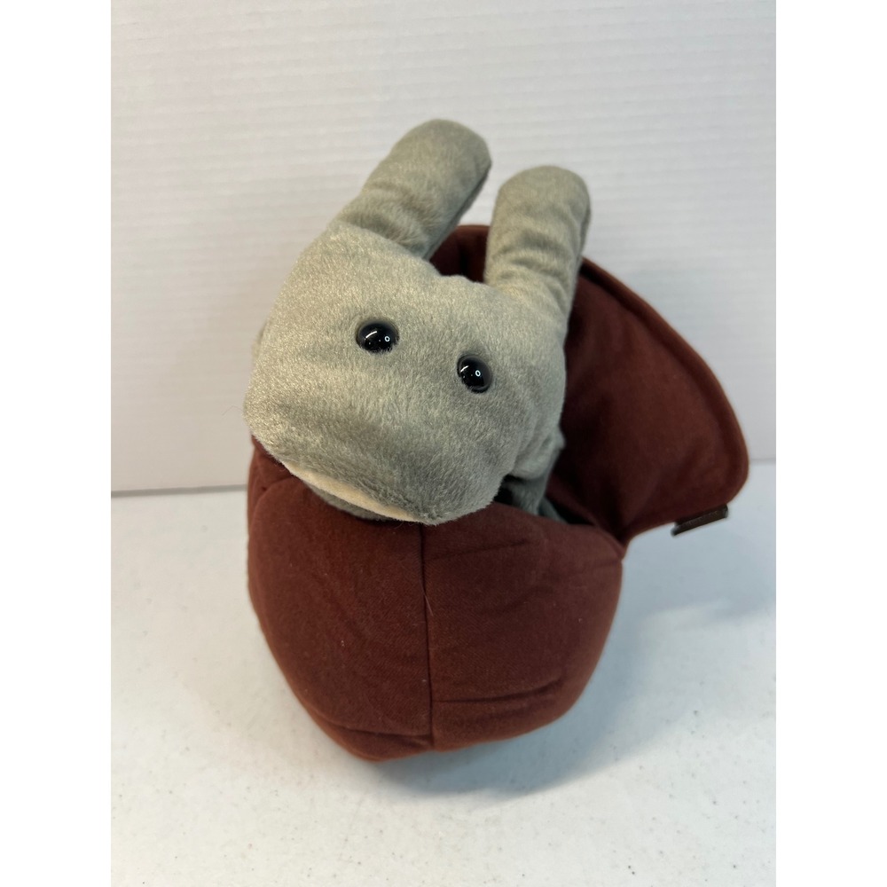 Folkmanis Snail Hand Puppet Plush Retractable Shell Brown Grey Garden Toy 12"